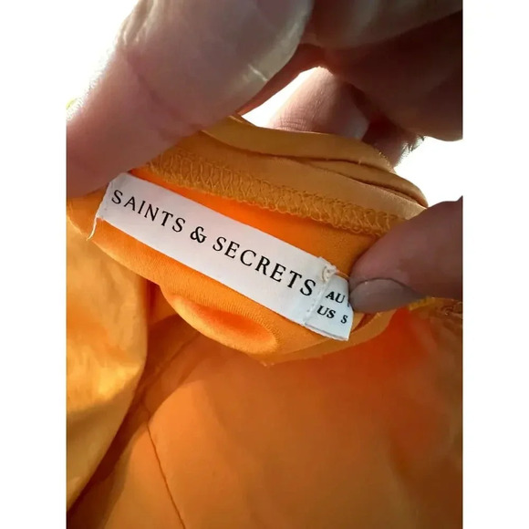 Saint + Secrets Yellow Satin Lace Midi Slip Chemise Dress Size Small - Picture 6 of 9